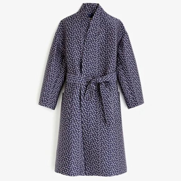 J. Crew Jackets & Blazers - J Crew Collection Jacquard Belted Wrap Coat Navy/Purple Size Small